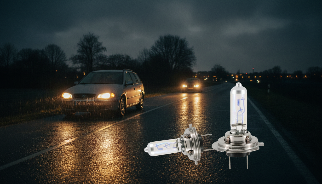Minh họa xe ô tô dùng bóng halogen