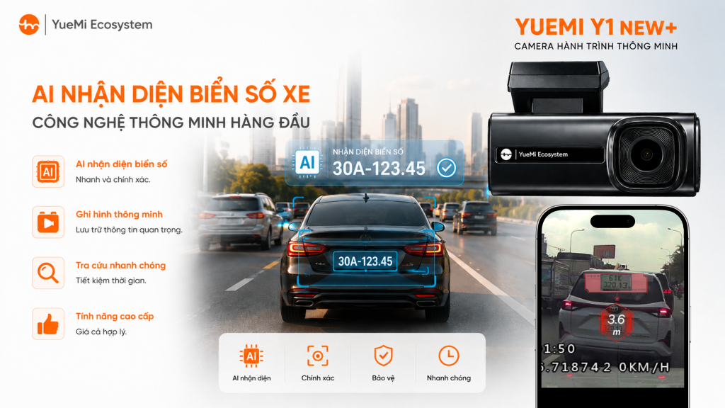 Yuemi Y1 New+ có cảm biến AI quét biển số xe